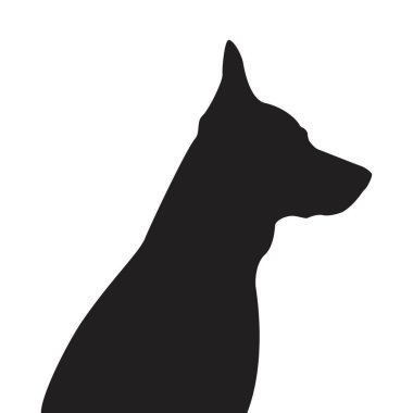 Köpek profili siyah siluet. Beyaz arkaplanda izole edilmiş vektör illüstrasyonu  
