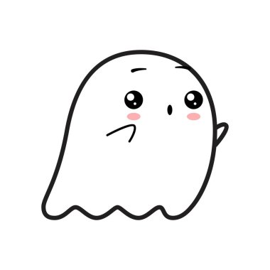 Şirin bir hayalet. Vektör illüstrasyonu beyaz arkaplanda izole edildi