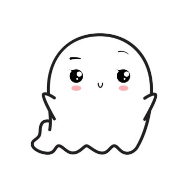 Şirin bir hayalet. Vektör illüstrasyonu beyaz arkaplanda izole edildi