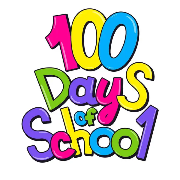 注册100天的学校在喜剧风格 在白色背景上孤立的向量图 免版税图库矢量图片