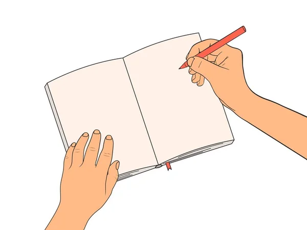 Skriv För Hand Anteckningsbok Blank Sida Dagboken Vektorillustration Stockillustration
