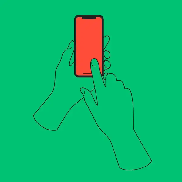 Kädet Tilalla Älypuhelin Tyhjällä Näytöllä Malli Sosiaalisille Verkostoille Yrityksille Tasainen — vektorikuva