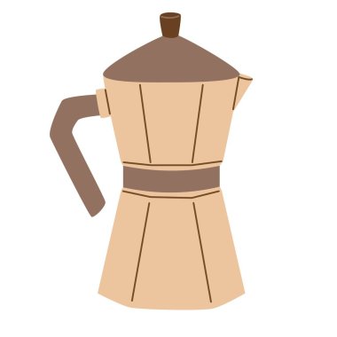 Kahverengi kahve demliği. Modern düz vektör çizimi beyaz arkaplanda izole edildi