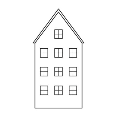 Basit bir taslak ev. Vektör illüstrasyonu beyaz arkaplanda izole edildi