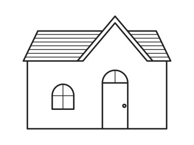 Basit bir taslak ev. Vektör illüstrasyonu beyaz arkaplanda izole edildi