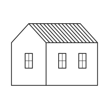 Basit bir taslak ev. Vektör illüstrasyonu beyaz arkaplanda izole edildi