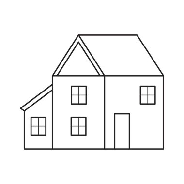 Basit bir taslak ev. Vektör illüstrasyonu beyaz arkaplanda izole edildi