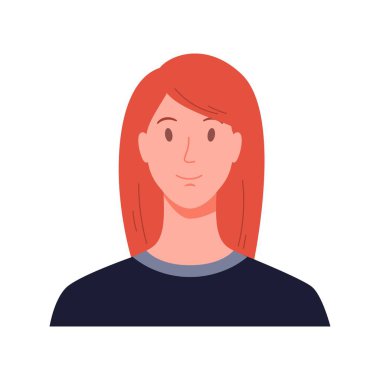 Bir kadın portresi, ön manzara. Modern düz vektör çizimi beyaz arkaplanda izole edildi