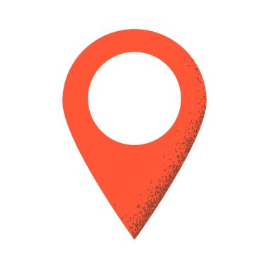 Kırmızı bir lokasyon iğnesi. Düz bir stil ile desenli hedef işareti. Vektör illüstrasyonu