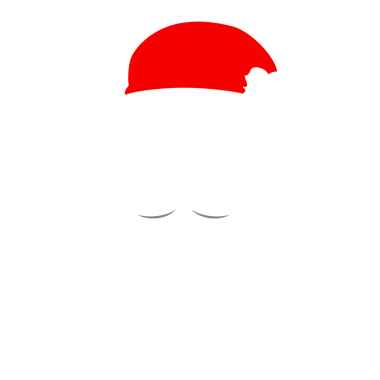 Noel Baba kırmızı şapkalı, beyaz bıyıklı ve sakallı. Noel 'in düz elemanları. Şeffaf arkaplan üzerine resim