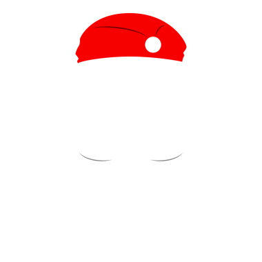 Noel Baba kırmızı şapkalı, beyaz bıyıklı ve sakallı. Noel 'in düz elemanları. Şeffaf arkaplan üzerine resim