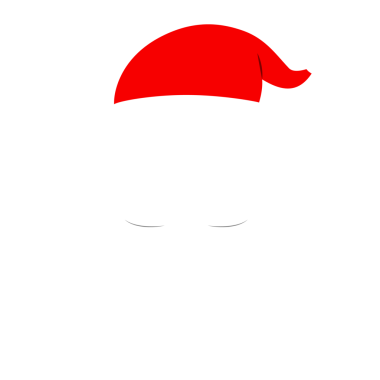 Noel Baba kırmızı şapkalı, beyaz bıyıklı ve sakallı. Noel 'in düz elemanları. Şeffaf arkaplan üzerine resim