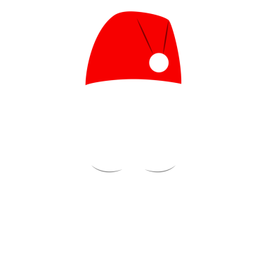 Noel Baba kırmızı şapkalı, beyaz bıyıklı ve sakallı. Noel 'in düz elemanları. Şeffaf arkaplan üzerine resim