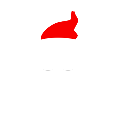 Noel Baba kırmızı şapkalı, beyaz bıyıklı ve sakallı. Noel 'in düz elemanları. Şeffaf arkaplan üzerine resim