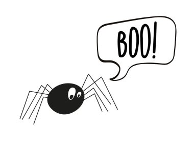 Tatlı bir örümcek yuhaladı! Vektör illüstrasyonu beyaz arkaplanda izole edildi