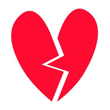 Kırık bir kalp. Düz vektör çizimi beyaz arkaplanda izole edildi