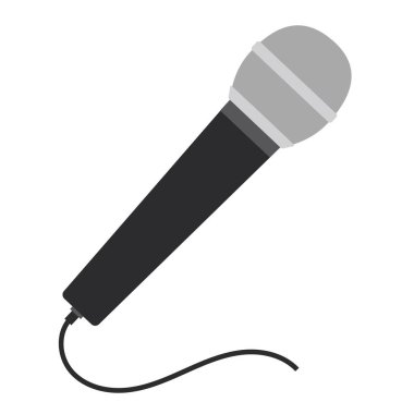 Düz stil mikrofon. Vektör illüstrasyonu beyaz arkaplanda izole edildi