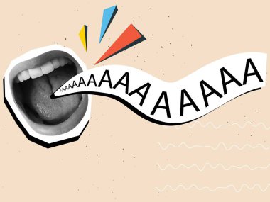 Çığlık çığlığa. Modern kolaj tarzı. Vektör illüstrasyonu