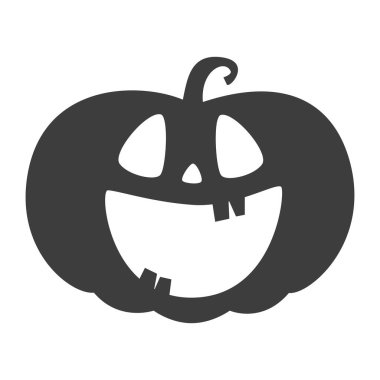 Komik Cadılar Bayramı balkabağı silueti. Beyaz arkaplanda izole edilmiş vektör illüstrasyonu