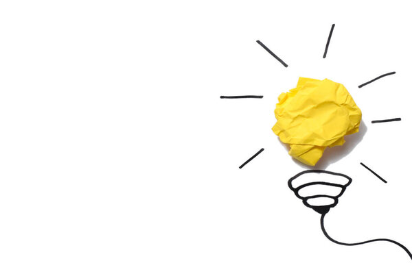 concept crumpled paper light bulb metaphor for good idea