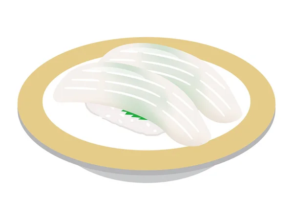 Vector Illustration Squid Sushi — Stock Vector