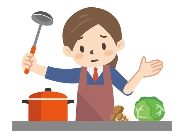 Ilustración Joven Cuidador Cocinando — Archivo Imágenes Vectoriales