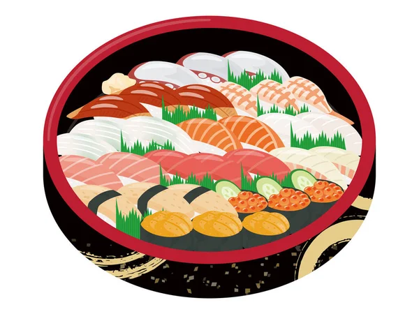 Ilustración Surtido Plato Sushi — Vector de stock