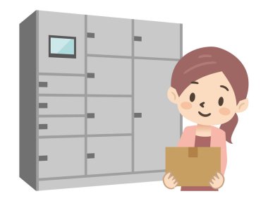 Bagajlı bir kadının vektör çizimi