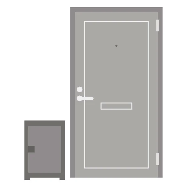 オンライン購入配送サービスのコンセプト ドアの外にある段ボール箱 — ストックベクタ