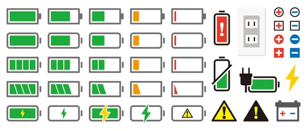 Vector Illustration Set Battery Icons — Stock Vector