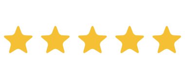 uygulama veya web sitesinde deneyim değerlendirmeleri için beş yıldız derecelendirme düğmesi, yıldız derecelendirme vektörü