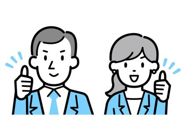 İş adamlarının ve kadınların baş parmak gösterimi