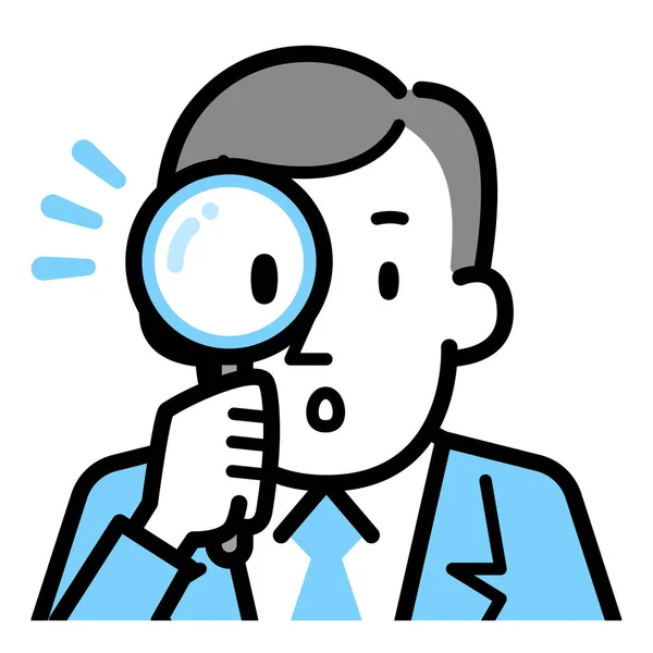 Vector Illustration Businessman Looking Magnifying Glass — Stock Vector