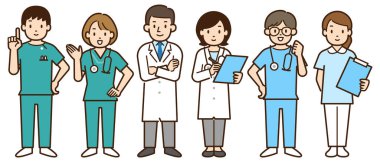 Çeşitli tıbbi işçilerin vektör çizimi