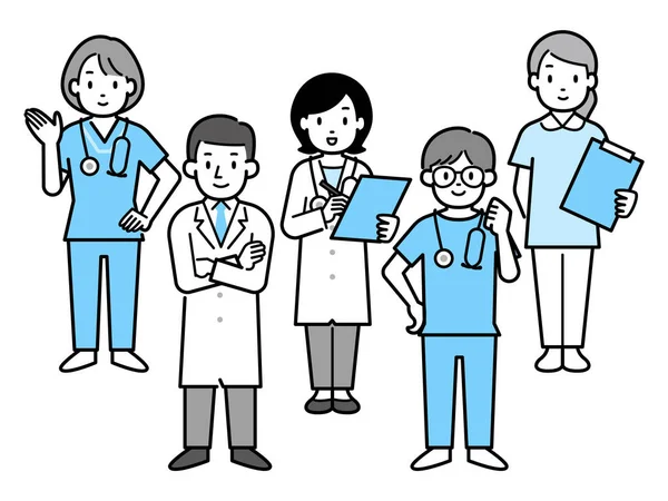Conjunto Ilustração Vetorial Vários Trabalhadores Médicos — Vetor de Stock