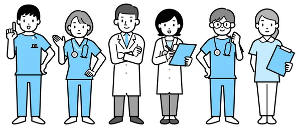 Conjunto Ilustração Vetorial Vários Trabalhadores Médicos — Vetor de Stock
