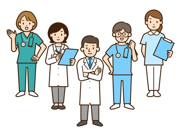 Conjunto Ilustração Vetorial Vários Trabalhadores Médicos —  Vetores de Stock