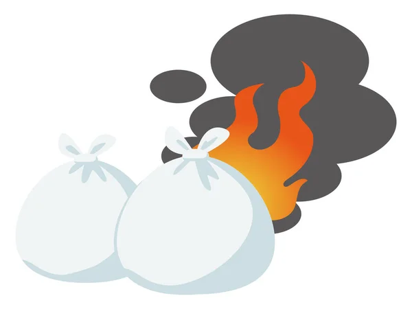 Vektor Illustration Von Müllsack Flammen — Stockvektor