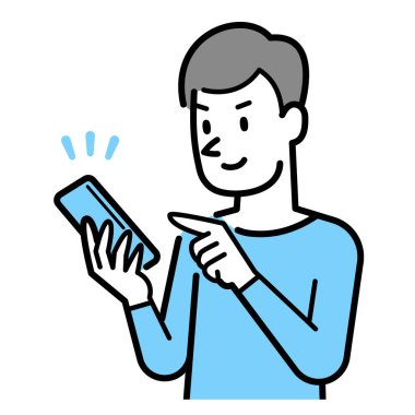 Akıllı telefon kullanan bir adamın vektör çizimi