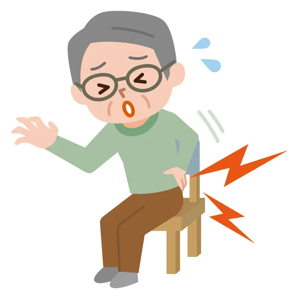 Ilustrație Vectorială Unui Bărbat Vârstă Care Rănit Ședere Pentru Lungă — Vector de stoc