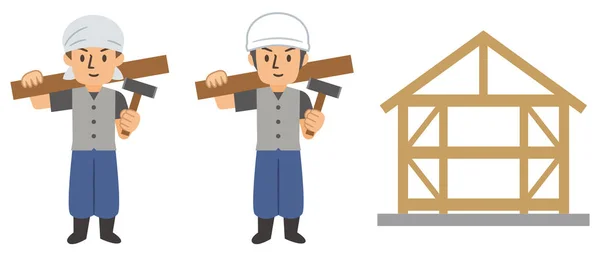 Set Carpenter Vector Illustrations — Stock Vector