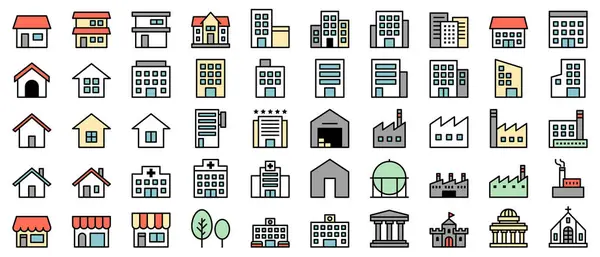 Vector Illustration Set Building Icons — Stock Vector