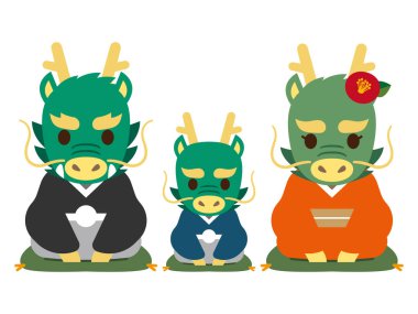 Ejderha ailesinin vektör illüstrasyonu