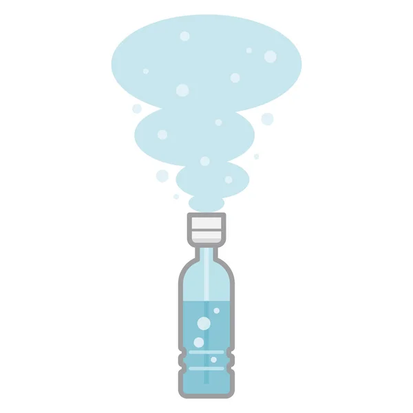 Vektor Ilustrasi Dari Plastik Botol Humidifier Dengan Uap Memuntahkan Keluar - Stok Vektor