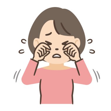 Kaşınan gözleri olan bir kadının vektör çizimi