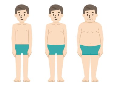 Diyet öncesi ve sonrasının vektör illüstrasyonu