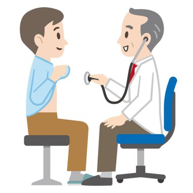 Hastayı muayene eden bir doktorun vektör çizimi