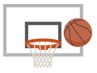Bir basketbol topu ve kalesinin basit vektör illüstrasyonu