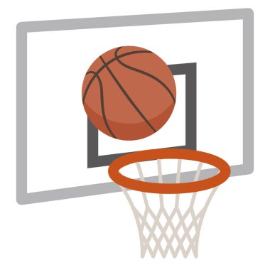 Bir basketbol topu ve kalesinin basit vektör illüstrasyonu