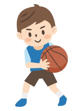 Basketbol oynayan çocuklar vektör çizim